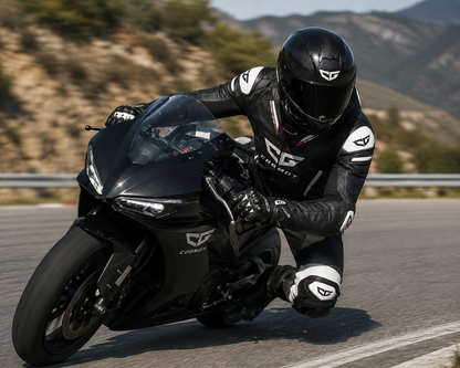 COGMOT O1 Motorcycle Leather Black Riding Suit CE Approved Protection