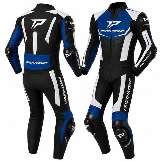 Motorcycle Leather Blue Riding Two Piece Suit CE Approved Protection