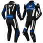 Motorcycle Leather Blue Riding Two Piece Suit CE Approved Protection